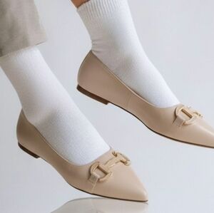 LK Bennett Cream Flats with Gold Accent